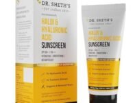 Dr. Sheth's Haldi & Hyaluronic Acid Sunscreen with 1% Hyaluronic Acid | Spf 50+ Pa+++ | Protects Against UVA/B & Blue Light | Hydrating & Brightening | For Men & Women | For All Skin Type | 50 g