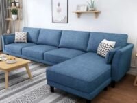 FURNY Apstero 5 Seater Fabric LHS Sectional L Shape Sofa Set (Brown)