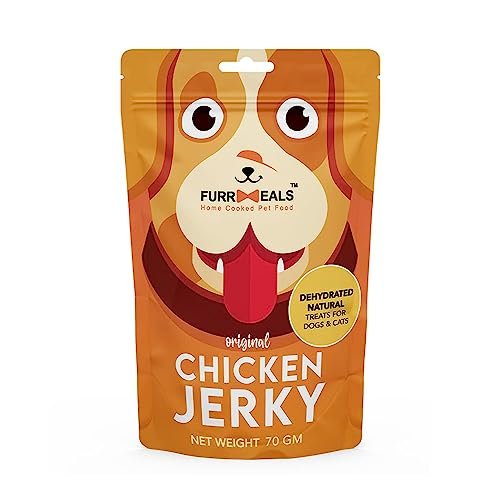 FurrMeals Original Chicken Jerky | High Protein Low Fat | Natural Treat for Dogs & Cats | Zero Preservative Human Grade Dog Treat | Pack of 1 x 70gm