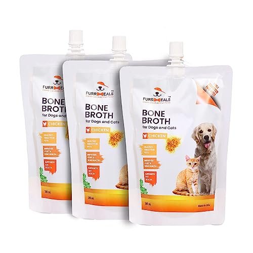FurrMeals Ready to Serve Chicken Bone Broth | Gravy/Wet Dog Food | Treat for Dogs and Cats | 300ml x Pack of 3 | Joint Health Natural Supplement,All Life Stages