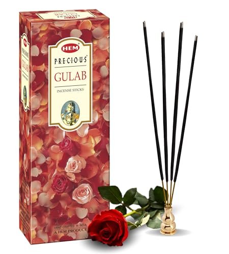 HEM Precious Gulab Incense Sticks | Premium Rose Agarbatti for Home Freshness, Prayer, Positive Energy & Meditation | Handcrafted & Low Smoke | Approx. 120 Sticks | 35-40 Min Burn Time