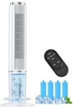 HIFRESH Air Cooler for Home, Mute Operation, 107CM Tower Cooler w/Remote & LED Display, 4 Mode & 3 Speed, 12H Timer, 26 Feet Air Delivery, 4L Water Tank, 4 Ice Packs, 70° Swing Control, 80W Low Power
