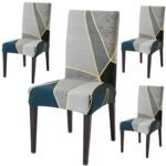 HOKIPO 4 Elastic Stretchable Seat Cover for Chairs Washable Slipcover Protector (AR-4103-S6*4), Polyester Blend