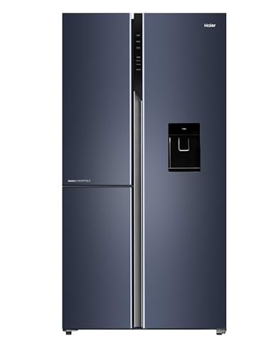 Haier 592 L, Wi-Fi enabled Water Dispenser Frost Free, 3-Door Side by Side Refrigerator with 83% Convertible Fridge Space & Expert Inverter Technology (HRT-683WGKU1, Graphite Black, 2025 Model)