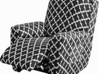 House of Quirk Recliner Slipcover 4 Pieces Stretch Printed Chair Covers with Side Pocket Recliner Sofa Couch Cover Anti-Slip Fitted Recliner Cover Furniture Protector - Black Diamond