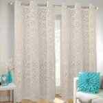 Kuber Industries Flower Design 2 Pieces Sheer Door Curtains Linen Look Semi Transparent Voile Elegance Curtains for Living Dining Room|Bedroom Drapes 48 x 84 Inch Long (Cream) FloralGrommet Curtains