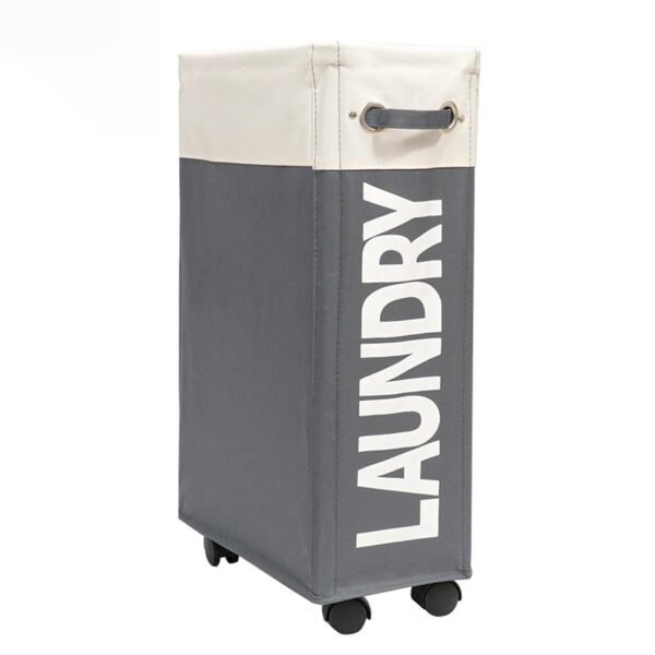 Kuber Industries Heavy Duty Laundry Basket for Dirty Clothes | Waterproof Washing Clothes Storage Basket & Bin | Foldable Unwashed Cloth Organiser Hamper | For Kids Toys in Bedroom (40 Ltr) White-Grey