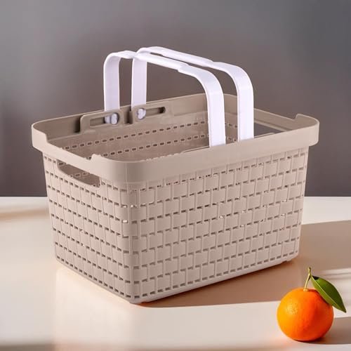 Kuber Industries Plastic Storage Basket for Fruits, Picnic, Kitchen | Stationery Storage Basket | FLORA-222 | Coffee