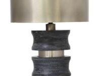 LF Home Collar Accent Table Lamp with Nickle Wood Finishing Table Lamp Night Lamp for Bedroom Home Decor Items Lamp for Living Room Bedside Lamp- Grey, Size(12x12x18.75 inch)