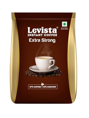 Levista Extra Strong Instant Coffee (Pouch) (1 Kg) | Strong Blend of 57% Coffee & 43% Chicory| Caffeine Coffee with Rich Bold Flavour for an Energising Experience