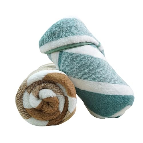 MAXOSHINE Quick Dry Hand Towel for Wash Basin Gym Sports Travel-Super Soft Microfiber Face Towel for Men & Women-40 x 60 cm (Green/Brown, Set of 2)