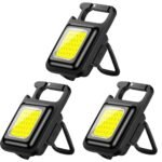 MVIOCS 3Pack LED Keychain Flashlights Rechargeable, High Lumens COB Keychain Work Light Flashlight, Super Bright Small LED Flash Light, Adjustable Brightness,for Camping,Outdoors