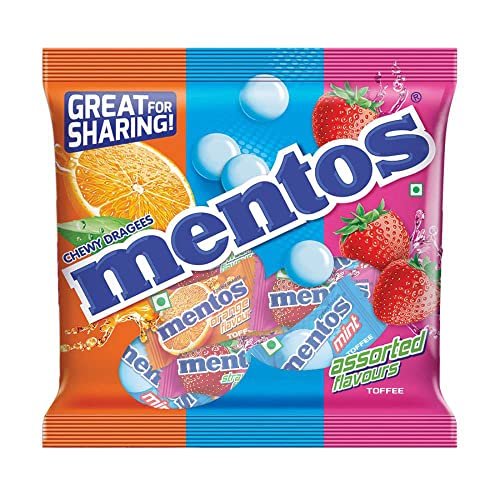 Mentos, Rainbow Assorted, Chewy Dragees Pouch, 108g, (40pc x 2.7 Grams Each)