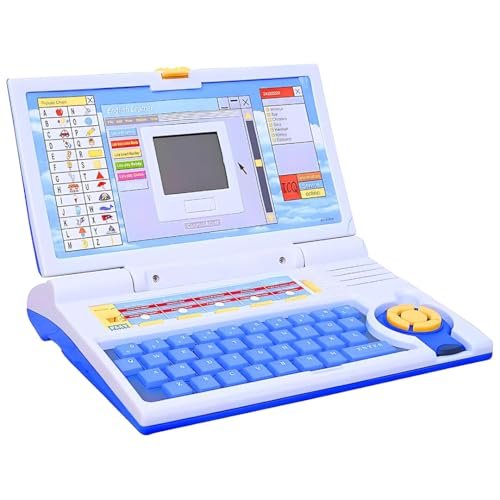 MiniExplorer Educational Computer Laptop Toy for Kids with Mouse |Toys for 2 - 5 Years Old Boys Girls| Learning Activity Alphabet, Letter, Words, Games & Music, Mathematics Logical Memory Tool - Blue