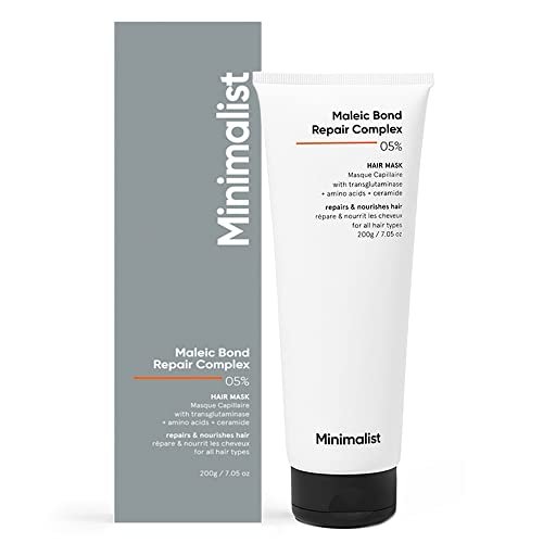 Minimalist Hair Mask For Frizzy Hair, Repairing Dry, Damaged & Dull Hair | Maleic Bond Repair Complex 05% with Transglutaminase, Amino Acids & Ceramides | For Damaged & Treated Hair | Controls Frizzy Hair | For Women & Men | 200 gm