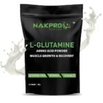 Nakpro L-Glutamine Powder | 4g Glutamine Per Serving, 60 Servings | Post Workout Amino Acid Supplement for Muscle Growth and Recovery (Unflavoured, 300g)