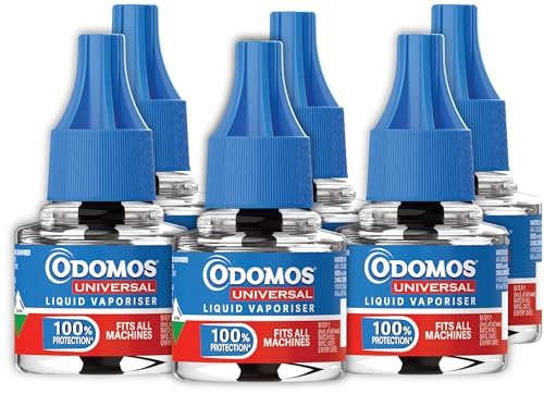 Odomos Universal Liquid Vaporiser – 45ml x Pack of 6 | Mosquito Repellent Single Refill | 100% Protection| Fits all machines | Protects Dengue, Malaria & Chikungunya Mosquitoes |