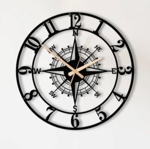 PRAMUKH FASHION Wall Clock Stylish Metal Analog Wall Clock for Living Room, Bedroom, Office, Kitchen, Home and Hall | Antique Fancy Big Size Modern Wall Watch (Style-6, Size-50 CM)