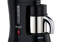 Preethi Cafe Zest Drip Coffee Maker| 450W Coffee Machine for Home | 500ml Capacity | Black (CM 210)