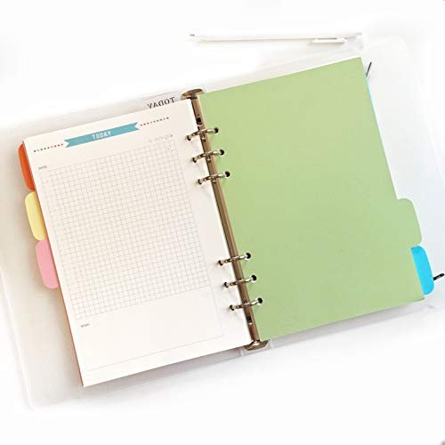 Refiller for 8.5 inch A5 6-Holes Cover Round Ring View Binder File Folder (A5 Divider Horizontal Colored Paper, 1 Package)