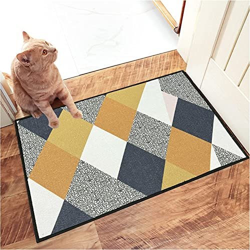 Roseate Printed Door Mat (40x60 cm) Anti Slip Latex Backing Floor Mats for Home/Kitchen/Office Entrance (Brown Triangle) Pack of 1