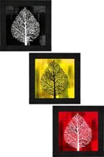 SAF paintings Set of 3 Flower Floral Design UV Textured Home Decorative Gift Item Framed Painting 9.5 inch X 28.5 inch SANFO297