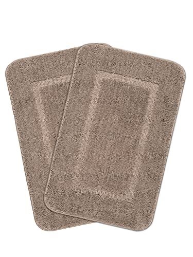 SARAL HOME EASY LIVING Microfiber Rectangular Anti Slip Bathmats Soft & Super Absorbent Mats for Shower Washable,Non-Slip & Quick-Drying Mats for Home/Kitchen/Office/Livig Room Pack of 2 Beige,45X70CM