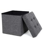 SONGMICS Storage Ottoman, Storage Bench, Footrest, Bed End Stool, for Living Room, Bedroom, 38 x 38 x 38 cm, Dark Gray LSF27Z