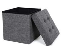 SONGMICS Storage Ottoman, Storage Bench, Footrest, Bed End Stool, for Living Room, Bedroom, 38 x 38 x 38 cm, Dark Gray LSF27Z