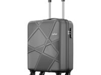 Safari Polypropylene (Pp) Pentagon Hardside Small Size Cabin Luggage Suitcase 4 Spinner Wheels Trolley Bags for Travel Dark Grey Color 55Cm