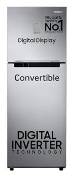 Samsung 236 L, 3 Star, Convertible, Digital Inverter with Display Frost Free Double Door Refrigerator (RT28C3733S8/HL, Silver, Elegant Inox)