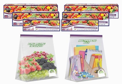 Shalimar Zip 'N' Lock Bag Press Fit Combo Pack Size (Small + Medium + Large) Ziplock/Vegetable/Fridge/MultiPurpose Storage Bag (Pack Of Total 90 Bags) Reusable and Reclosable with Double Lock