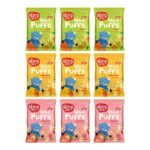 Slurrp Farm No Salt No Sugar Teething Puffs | Baked Fruit and Vegetable Millet Puffs | Carrot, Strawberry & Banana, Mango | Pack of 9