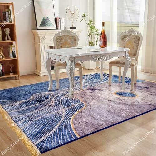 Status Contract Rugs for Living Room | (3ft x 5ft) (Print) Carpet for Living Room Decor | Anti Skid Backing Home Essentials | Boho Rugs for Living Room, ice Velvet, Multicolor, Rectangular