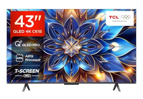 TCL 108 cm (43 inches) 4K Ultra HD Smart QLED Google TV 43C61B (Black)