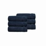 TRIDENT Nectarsoft Face Towels, 100% Cotton Towels, Zero Twist Yarn, 6 Face Towel Set, Luxurious Soft, Extra Absorbent, 625 GSM, Navy