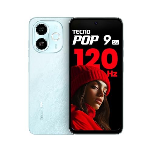 Tecno POP 9 5G Azure Sky, 4GB+64GB| Segment's 1st 48MP Sony AI Camera| Segment's 1st 5G with NFC | D6300 5G Processor |4+ Year Lag Free Fluency |5000 mAh Battery |Dual Speaker |Without Charger