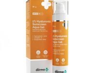 The Derma Co 1% Hyaluronic Sunscreen Aqua Gel SPF 50 PA++++ | For Oily, Dry, Acne-prone Skin | Ultra Lightweight Texture | Non-Greasy | No White Cast | Broad Spectrum Protection & Blue Light Protection | For Men & Women | 50 g