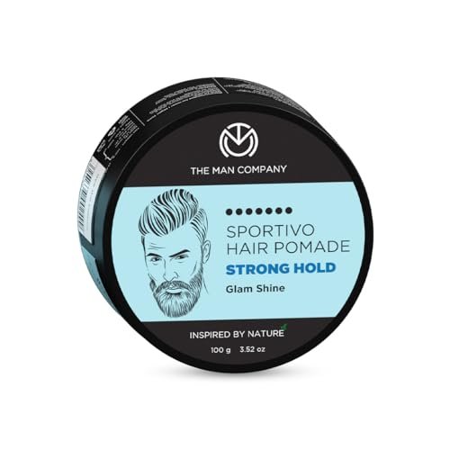 The Man Company Sportivo Stronghold Hair Styling Pomade Wax for Men | Stylish Glossy Finish Hair Volumizer | Non Sticky - 100gm