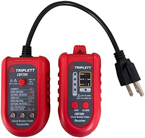 Triplett CBF200 3-in-1 Circuit Breaker Finder, GFCI Receptacle Tester, and Non-Contact AC Voltage Detector,Black