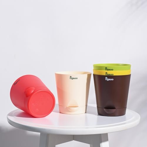 UGAOO Self Watering Pots Planter for Plants - 4 Inch, Round, Set of 5