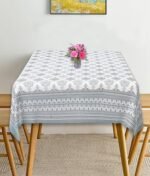URBANO HOMZ Table Cloth for 6 Seater Dining Table, Rectangular Cotton Dining Table Cover 6 Seater,145 Cm X 220 Cm (Abstract Grey)