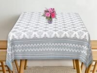 URBANO HOMZ Table Cloth for 6 Seater Dining Table, Rectangular Cotton Dining Table Cover 6 Seater,145 Cm X 220 Cm (Abstract Grey)