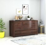 Unique Woodcraft Sheesham Wood Chest of 6 Drawers Multipurpose Sideboard Storage Cabinet Wooden Dresser for Bedroom Living Room Home (Walnut Finish)
