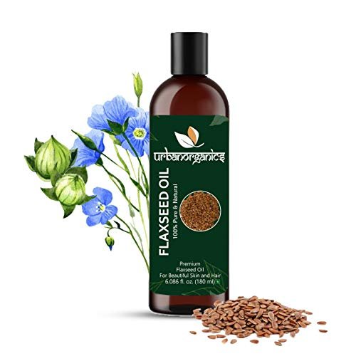 Urbanorganics Flaxseed Oil For Stronger Hair, Skin Care, Moisturizing Dry Skin, Cold Pressed Oil With No Mineral & Silicones Pure, Anti-Hairfall, Promotes Hair growth,180 ml