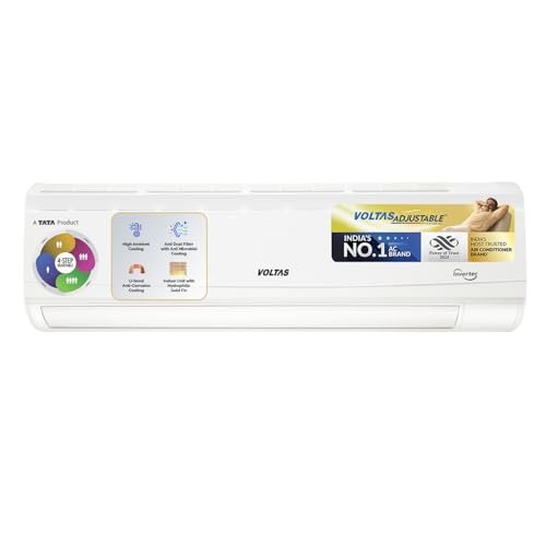 Voltas 1.5 ton 5 Star, Inverter Split AC (Copper, 4-in-1 Adjustable Mode, Anti-dust Filter, 185V Vectra CAR, White)