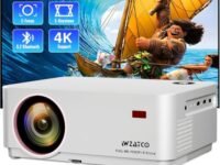 WZATCO Yuva Elite Automatic, Native 1080P Ultra Bright 12600 Lumens Projector for Home, 250” Screen | 5W Speaker | 2 Way Bluetooth | USB Screen Mirroring | White