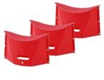 Whitecloud TRANSFORMING HOMES® Sturdy & Lite Weight for Train Subway Camping Portable Folding Plastic Paper Stool for Hiking Fishing Opens Easily, Easy to Carry (Pack of 3, Red)