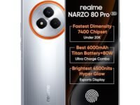 realme NARZO 80 Pro 5G (Speed Silver,8GB+256GB) | Segment's 1st MediaTek Dimensity 7400 Chipset | 6000mAh Titan Battery + 80W Ultra Charge | 4500nits HyperGlow Esports Display | IP69 Waterproof