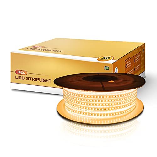 wipro Garnet LED Strip Light| 120 LEDs/mtr | Warm White | IP65-Waterproof | Flexible Rope Light for Outdoor & Indoor Decoration for Diwali, Christmas|Strip for Balcony|Pack of 1, 50 Meters